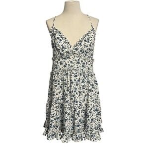 Sweet‎ Lemon Floral Ruffle Tiered Mini Dress White Blue Cottagecore Coquette